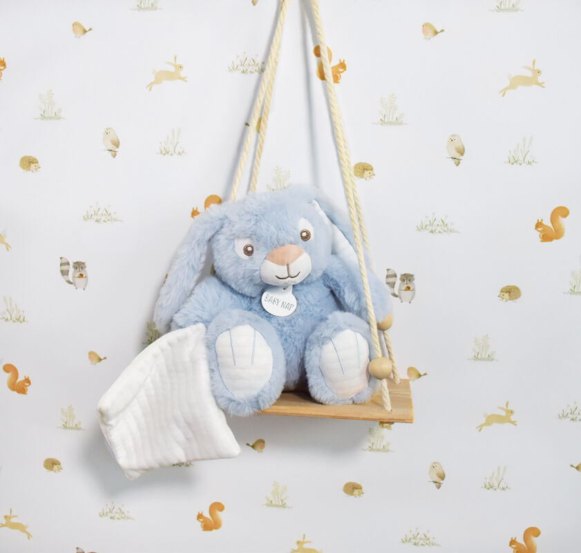  - malow lapin - peluche avec bleu 25 cm 